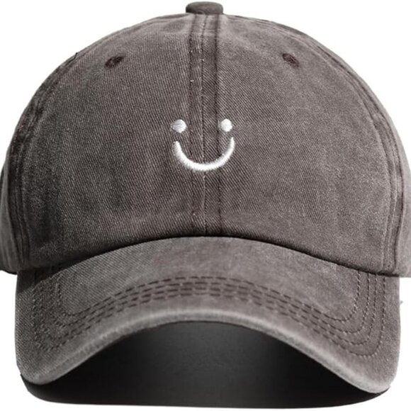 Brown Vintage Washed Smile Face Dad‎ Hat Adjustable Unisex Baseball Cap Cotton - Picture 1 of 2